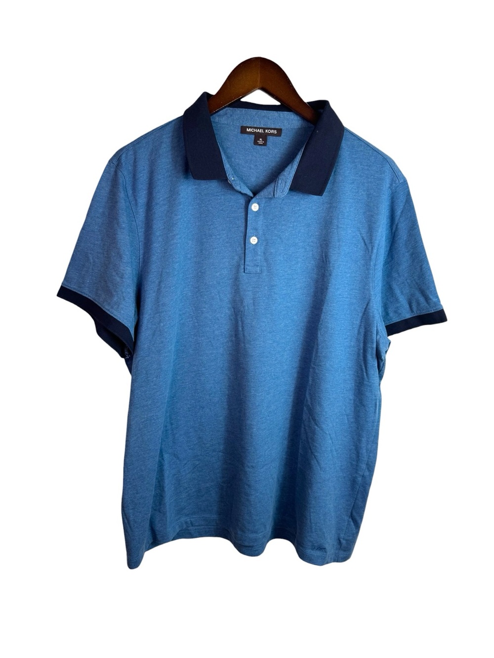 Michael Kors Shirt Mens XL Blue Short Sleeve Polo Collared Buttons